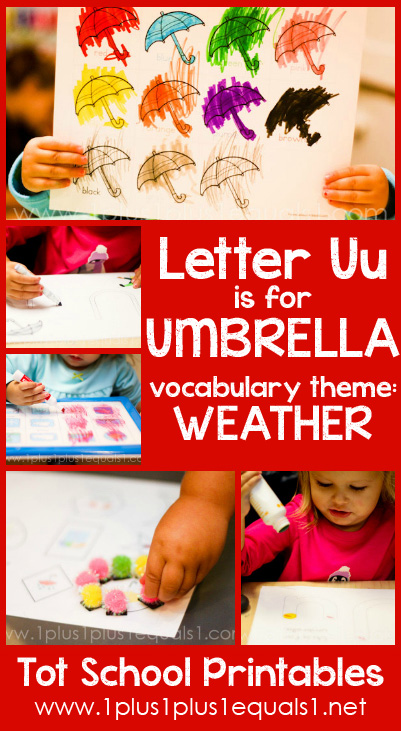 Tot School Printables U is for Umbrella