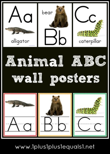 Animal ABC Wall Posters - 1+1+1=1