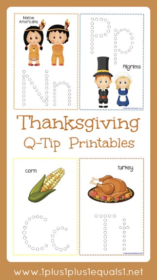 Thanksgiving Q Tip Printables