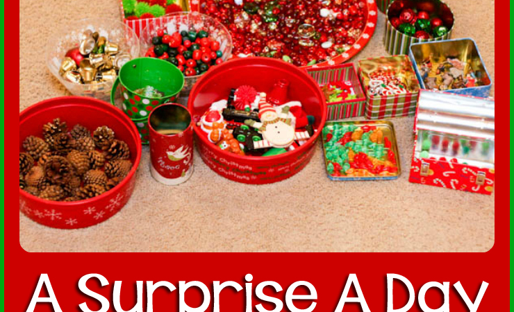 A Surprise a Day Christmas Sensory bin