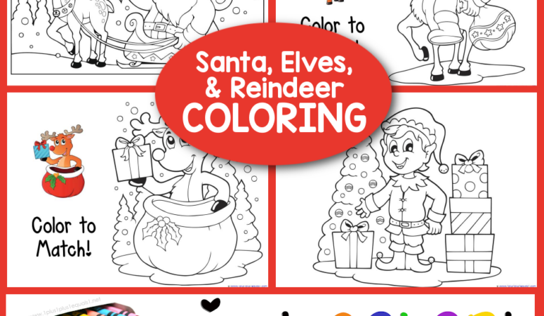 Santa, Elves and Reindeer Coloring