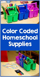 Color Coded Homeschool Supplies