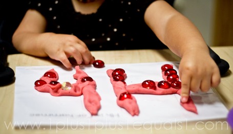 ABC with Play Dough and Gems
