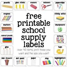 school supply labels