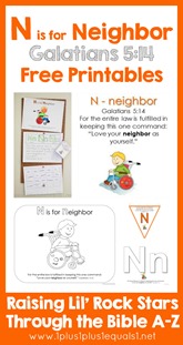 Bible Verse Printables N is for Neighbor