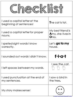 Basic Writing Checklist Printable