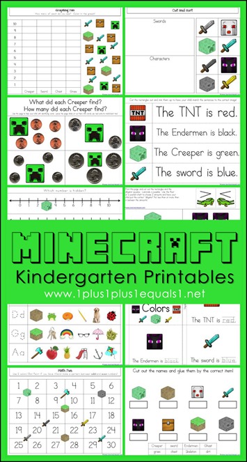 minecraft kindergarten printables 1 1 1 1