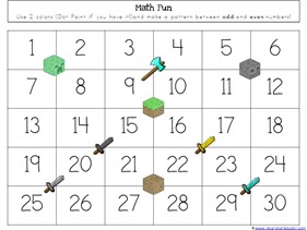 Minecraft Kindergarten Printables - 1+1+1=1