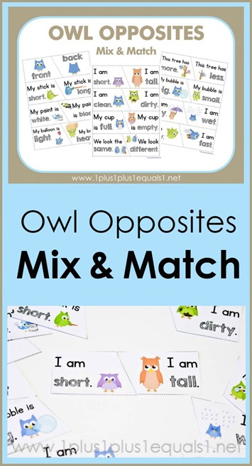 Owl Opposites Mix and Match ~ Free Printables
