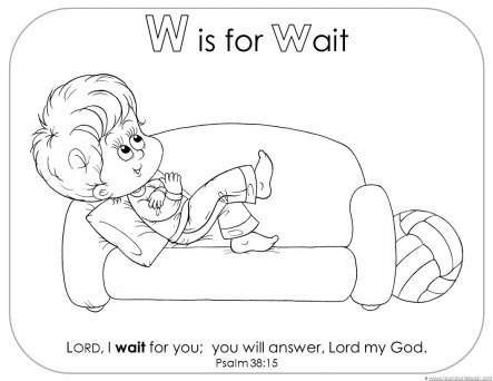 Psalm 38 verse 15 W is for Wait Coloring Page