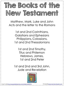 Books of the NewTestament Song Printable