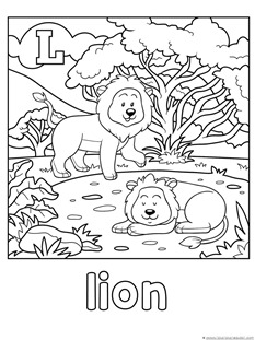 L for lion coloring page