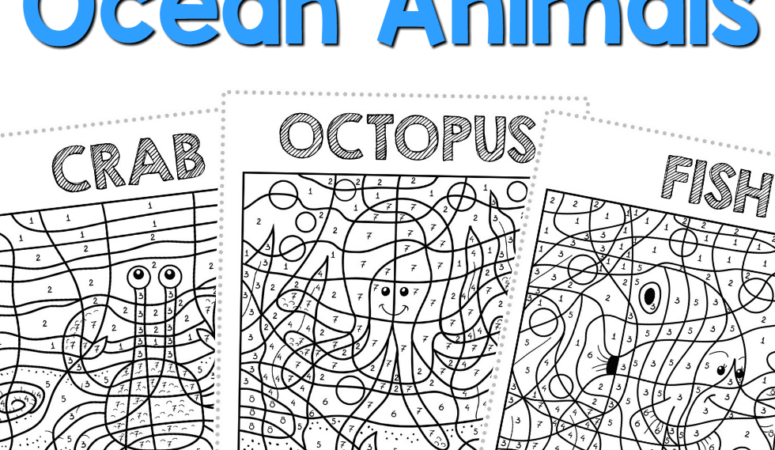 Color By Number Ocean Animals Coloring Pages