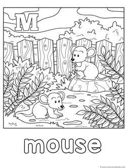 M is for Mouse Coloring Page