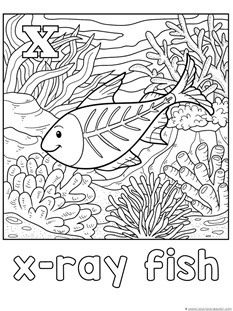 X is for X-Ray Fish Coloring