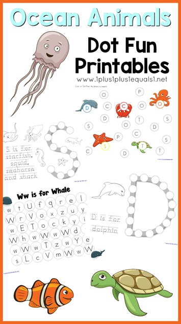 Ocean Animals Dot Fun Printables