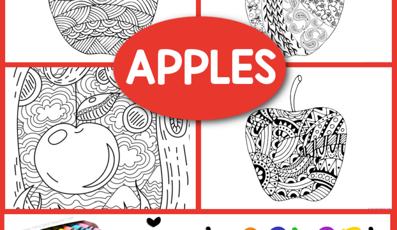 Apple Coloring Pages for Adults or Kids