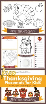 Printable Thanksgiving Activity Placemats for Kids