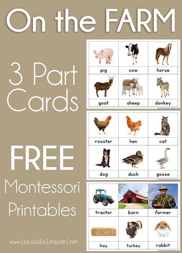 On the Farm Montessori Printables Nomenclature 3 Part Cards