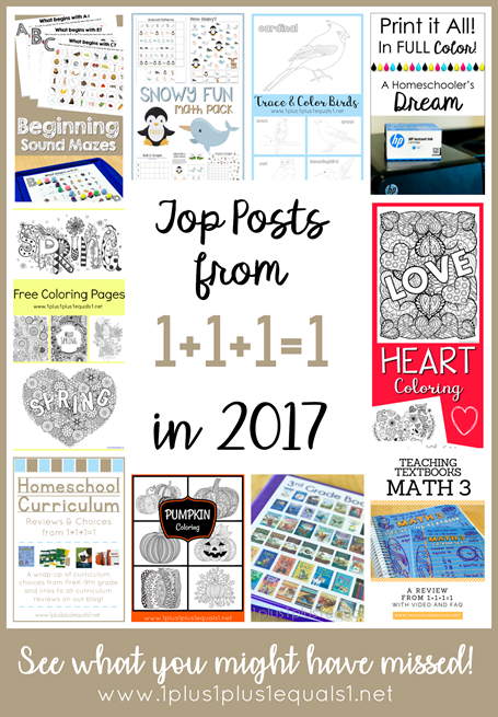 Top Homeschool Blog Posts of 2017 from 1 1 1=1