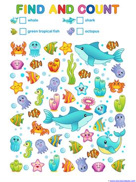 Ocean Animals Count and Color (4)