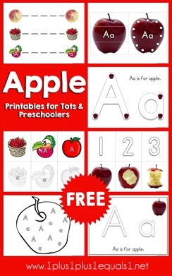 Free Letter A is for Apple Printables for Tots 