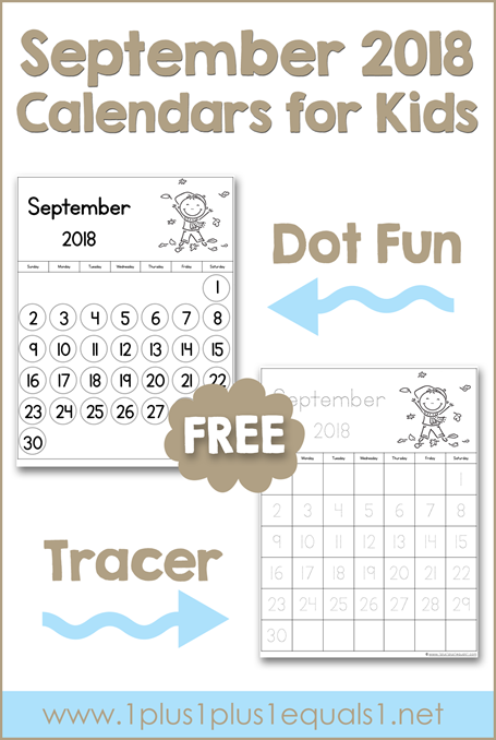 September Printable Calendars for Kids