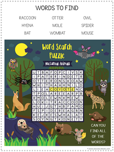 Nocturnal Animals Printables (5)