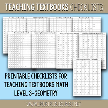 Teaching Textbooks Math Checklists
