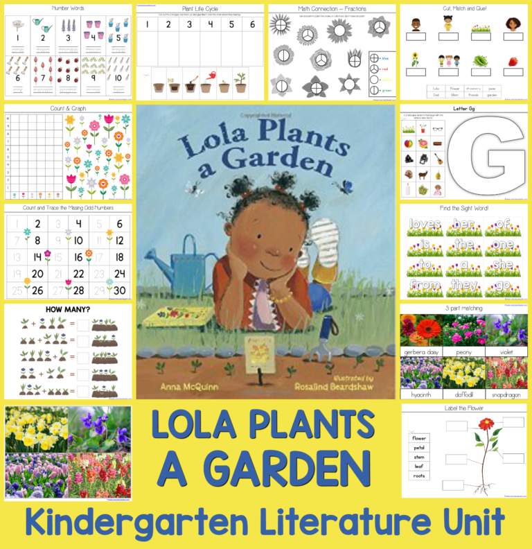 Lola Plants a Garden Kindergarten Literature Unit - 1+1+1=1