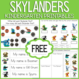 Skylanders Kindergarten Printables