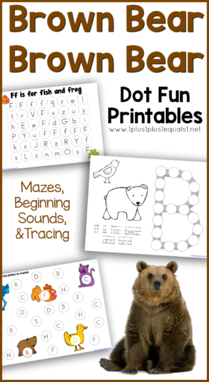 Brown Bear Dot Fun Printables - 1+1+1=1