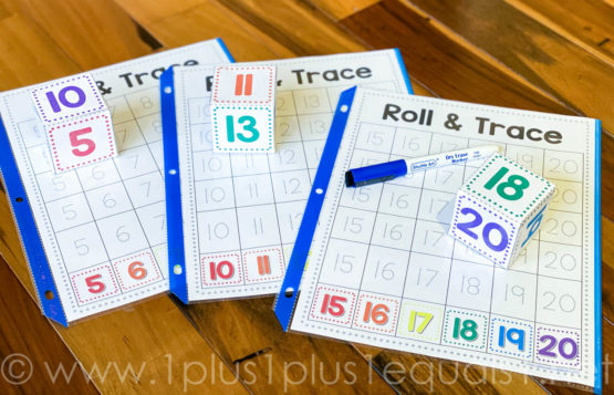 Roll and Trace Numbers 1-20 - 1+1+1=1