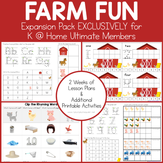 Farm Fun Kindergarten Printables - 1+1+1=1