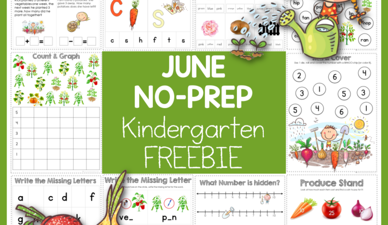 Garden Theme Kindergarten No Prep Activity Pack for June