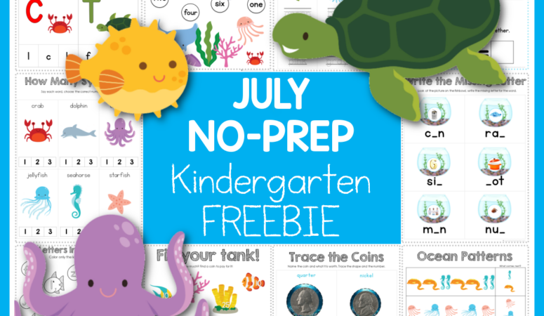 Ocean Theme Kindergarten No Prep Activity Pack for July