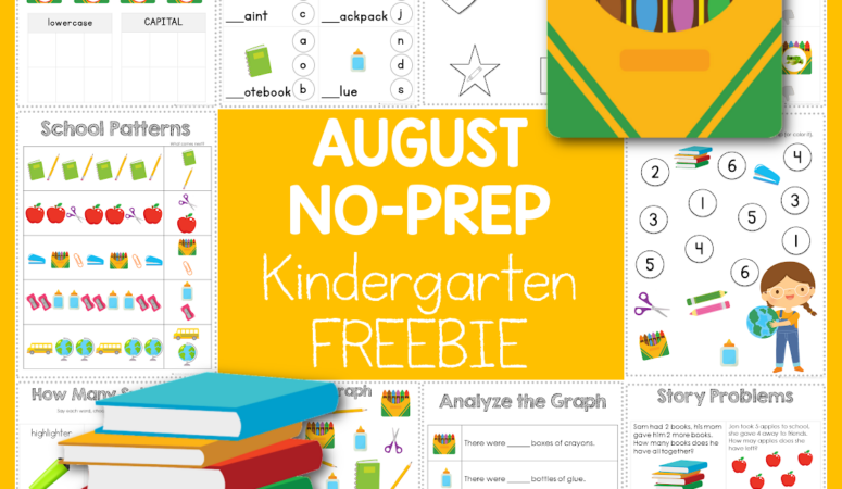 Back to School Theme No-Prep Kindergarten Activity Pack for August
