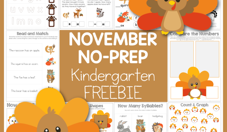 Thanksgiving Theme Kindergarten No-Prep Activity Pack