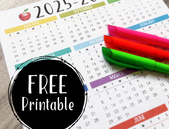 2025-2026 Year at a Glance Homeschool Calendar