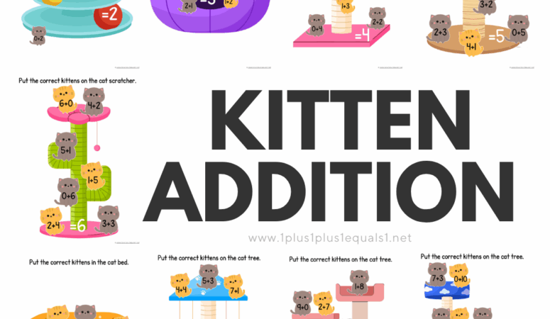 KITTEN Addition Facts – Free Printable Activity